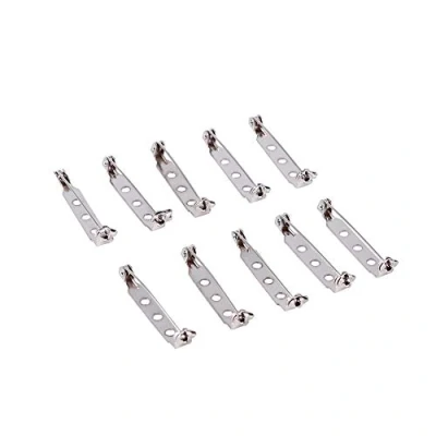 Afbeelding van Zilverkleurige broche, 50 stuks staafpennen, achterste sluiting broche veilige veiligheidsslot pennen met gaten voor sieraden maken, handwerk (32 mm)