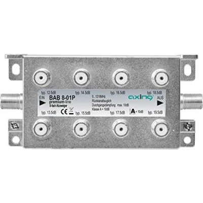 Image de Axing bab 8?01p dérivateur 8 directions la télévision par câble catv multimédia dvb t2 classe a + 10 db, 5?1218 mhz métal
