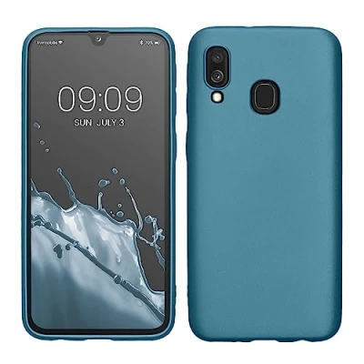 Afbeelding van kwmobile telefoonhoesje geschikt voor Samsung Galaxy A40 Hoesje smartphone Back cover in Metallic carabisch blauw