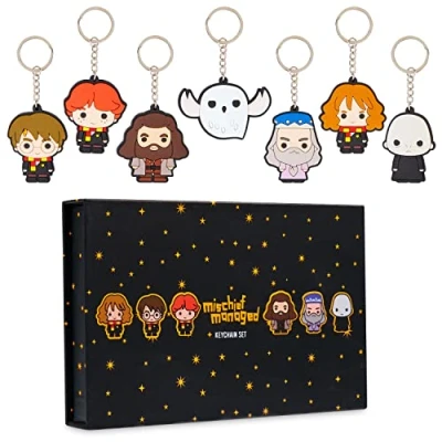 Afbeelding van Harry Potter sleutelhanger cadeauset origineel minifiguur figuur Ron Hermelien Perkamentus, Veelkleurig 7 stuks