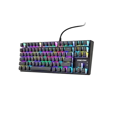 Afbeelding van PREYON Blue Blitz Claw Gateron Bedraad Toetsenbord QWERTY RGB Zwart