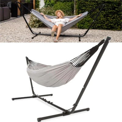 Afbeelding van Vita5 Hangmat met Standaard 2 Persoons Verstelbare Lengte Incl. Draagtas Draaggewicht 205 kg Grijs