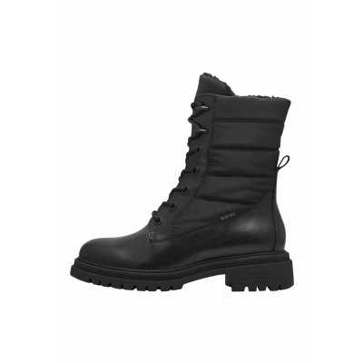 Afbeelding van Tamaris Enkellaarsjes met plateauzool, Dames, Maat: 39, Black Leer en textiel