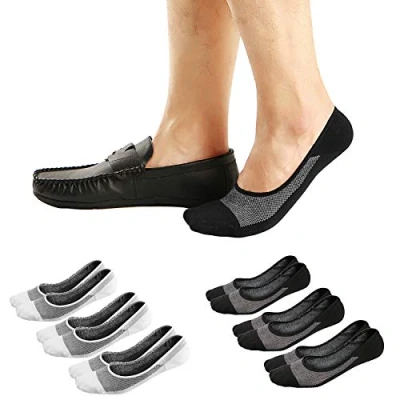 Afbeelding van Ueither Sneakersokken voor heren, ademend, laag model, onzichtbare sokken, korte katoen, enkelsokken, sportsokken, zwart/wit (3 paar per stuk)., 44/48 EU, Zwart
