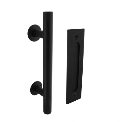 Afbeelding van Intersteel deurgreep met schuifdeurkom 220 x 60 mm zwart