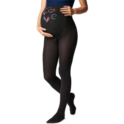 Afbeelding van BE Mammy Dames Panty Zwangerschapspanty 150 DEN Medium gloss Katoen GI 1122 Zwart Patroon 003 S