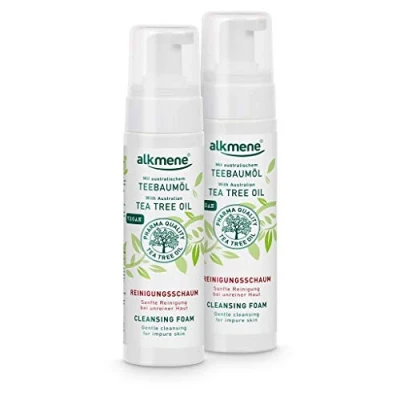 Afbeelding van alkmene gezichtsreiniger met theeboomolie veganistisch gezichts en lichaamsreinigingsschuim, siliconenvrij, parabenen, minerale oliën voor mannen vrouwen (2 x 200 ml)