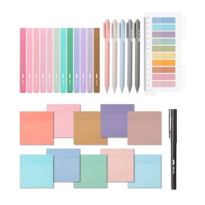 Afbeelding van Mr. Pen esthetische boekannotatieset, 38 stuks, markeerstiften en gelpennen, transparante plaknotities, plaktabs voor boeken, zonder pagina&#039;s