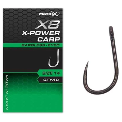 Afbeelding van Matrix X8 X Power Carp Eyed Barbless (10 pcs) Maat : 10