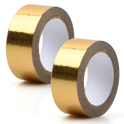 Afbeelding van Chstarina Washi decoratieve tape, 15 mm x 5 m, goudkleurig, 2 rollen voor knutselen, scrapbooking, geschenkverpakking