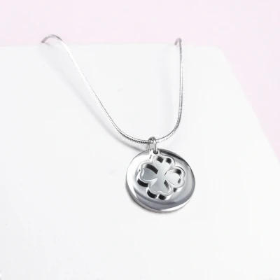Image de Ponytail&amp;Co Pendentif Pièce de monnaie &amp; Trèfle Acier