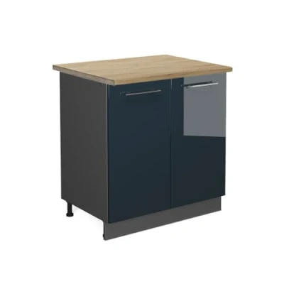 Afbeelding van Vicco Wastafelkast Fame Line, Donkerblauw hoogglans/Antraciet, 80 cm met legplank, WB Eik