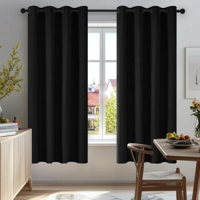 Afbeelding van Deconovo Verduisteringsgordijnen, 2 stuks, voor slaapkamer, meisjes, kinderen, woonkamer, plooiband, modern design, eetkamer, Halloween, oranje, 117 x 160 cm