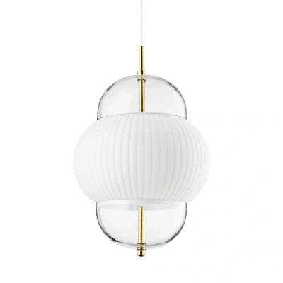 Afbeelding van Hanglamp Shahin XL, Ø 38 cm, 5 lamps, wit / helder, glas