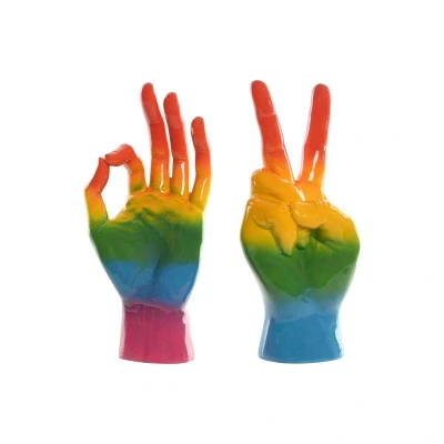 Afbeelding van Decoratieve figuren Home ESPRIT Multicolour Hand 16 x 10 36 cm (2 Stuks)