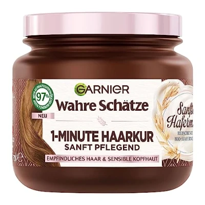Afbeelding van Wahre Schätze vochtinbrengende haarkuur in 1 minuut voor de gevoelige hoofdhuid, met rijstcrème en biologische havermelk een aangename haarervaring, veganistische formule, per stuk verpakt (1 x