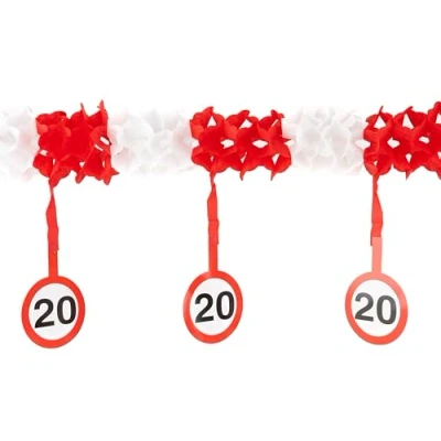 Afbeelding van 20e verjaardag decoratie slinger vrouw man tafeldecoratie
