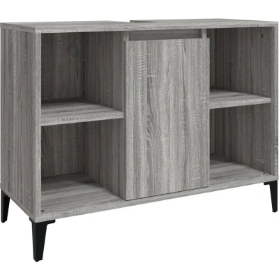 Afbeelding van Wastafelkast 80x33x60 cm bewerkt hout grijs sonoma eikenkleurig