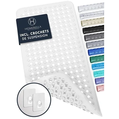 Afbeelding van HOMERELLA Badmat antislip 88x39cm Inclusief ophanging BPA vrij douchemat Badmatten schimmelbestendig &amp; machine wasbaar