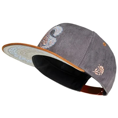 Afbeelding van Cadency® Paisley Snapback Cap, grijs, uniseks, verstelbare maat, grijs.
