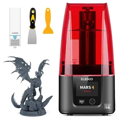 Afbeelding van ELEGOO Mars 4 MSLA lcd 3D printer met monochroom 9K UV display, mini luchtreiniger voor printen, hars, afmetingen 153,36 x 77,76 175 mm