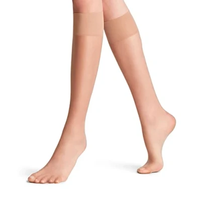 Image de FALKE Shelina 12 DEN W KH ultra transparentes unies 1 paire, Chaussettes longues Femme, Effet peau (Sun 4299), 39 42