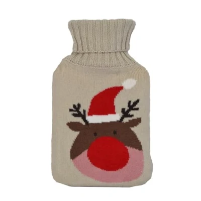 Afbeelding van Luxe Warmwaterkruik met Zachte Lichtgrijze Hoes 850ml, Langdurige Warmte Ideaal Kerstcadeau voor Dames