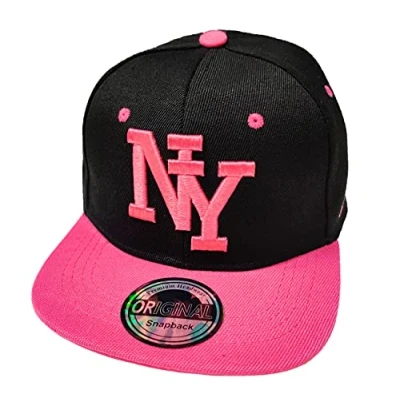 Afbeelding van J26 Kids Snapback USA Cap Teenie Trucker Cappy Sport NY, Zwart/Roze