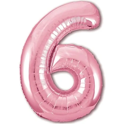 Afbeelding van Jonami Ballon met nummer 6, voor 6e verjaardag, in metallic roze, XXL, gigantisch, 100 cm, decoratie verjaardag meisjes, lucht of helium