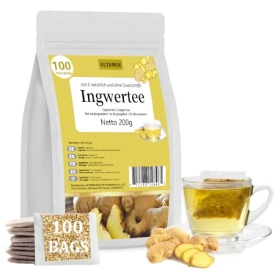 Image de Thé au Gingembre Tisane pur 100% naturel sans additifs (100 sachets)