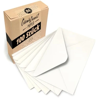 Afbeelding van Japun witte enveloppen (100 stuks) van papier, envelop zonder venster DIN B6 175 x 125 mm