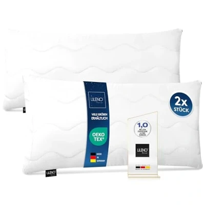 Afbeelding van LILENO HOME HART set van 2 kussens, hart, met 650 g vulling, decoratief bed of bedkussen ritssluiting, wasbaar tot 95 graden, bankkussen en kussen, 40 x 80 cm