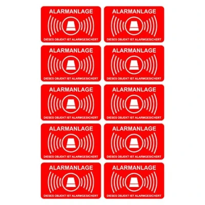 Afbeelding van Alarmsysteemstickers, 10 stuks, 5 cm x 3 cm, met alarmbeveiliging, weerbestendig en uv bescherming, set