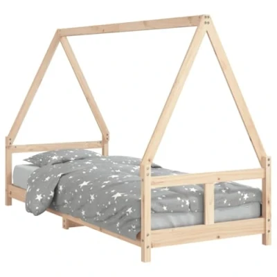 Afbeelding van Kinderbedframe 80X160 cm Massief Grenenhout Zwart 80 x 200 / Naturel
