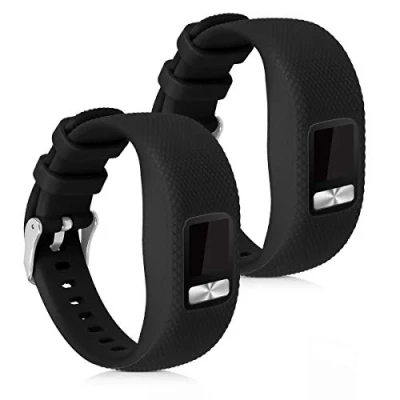 Afbeelding van kwmobile horlogeband geschikt voor Garmin Vivofit 4 Maat S 2x siliconen armband fitnesstracker in zwart