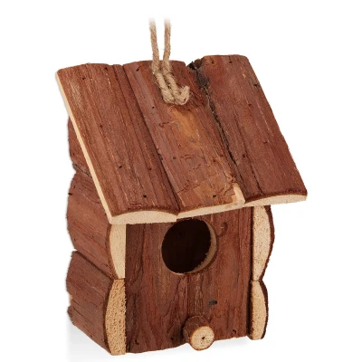 Afbeelding van Relaxdays decoratie vogelhuisje hout vogelhuis nestkast houten huisje hangend