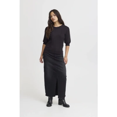 Afbeelding van ICHI Ihboston Tshirt basic, Dames, Maat: XS, Black
