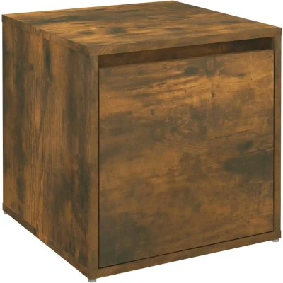 Afbeelding van Opbergbox met lade 40,5x40x40 cm bewerkt hout gerookt eiken
