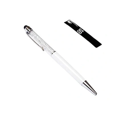 Afbeelding van KWALITEIT 2 in 1 capacitieve touchscreen stylus en balpen met Swarovski kristallen. GRATIS PEN OPLADEN WIT