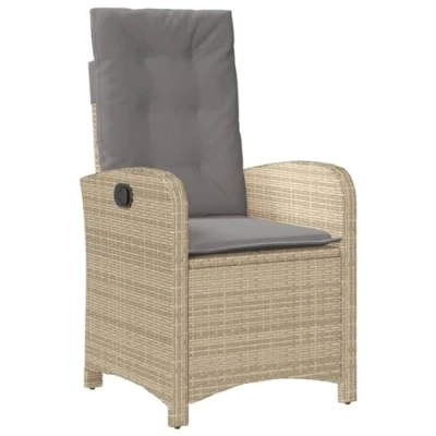 Afbeelding van vidaXL Tuinstoel verstelbaar met kussens poly rattan gemengd beige