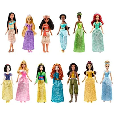 Afbeelding van Mattel Disney prinsessen set met 13 poppen glinsterende bekleding en accessoires, om te verzamelen, speelgoed voor kinderen, vanaf 3 jaar, HPG74