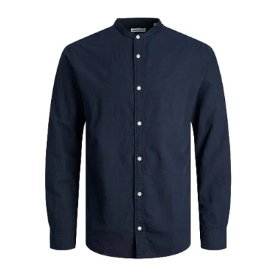 Afbeelding van Jack &amp; Jones Jjelinen Band Shirt Ls Sn Herenbroek, marineblauw blazer