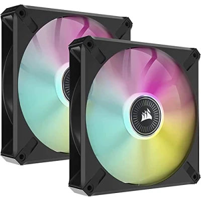 Afbeelding van Corsair iCUE ML140 RGB ELITE, 140 mm PWM ventilator (CORSAIR AirGuide technologie, magnetische levitatie lagers, tot 1600 tpm, Zero RPM modus, laag geluidsniveau) dubbel pakket, wit