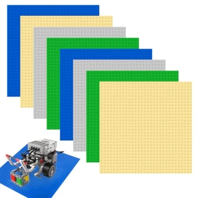 Afbeelding van NVIYAM Set van 8 klassieke bouwplaten 25,5 x cm Compatibel met alle grote merken Voor bouwstenen Groen, blauw, grijs, geel