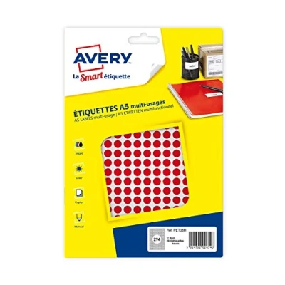Afbeelding van Avery Pet08r Ronde Markeringsetiketten, Diameter 8 Mm, Blister Van 2940 Stuks, Rood Markeringsetiketten
