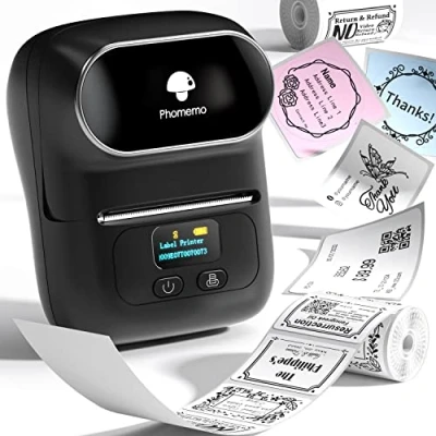 Afbeelding van Phomemo Bluetooth etiketteerapparaat M110 mobiele labelprinter, thermische labelprinter. barcodeprinter voor thuis, kantoor en kleine bedrijven, compatibel met Android iOS, zwart