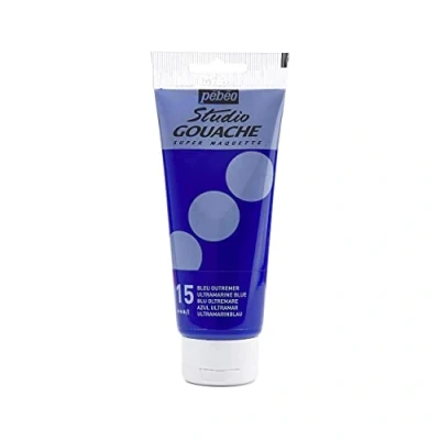 Afbeelding van Pébéo gouache kleur, 100 ml, tube fijne kwaliteit, ideaal voor studie, 1 van ultramarijnblauw