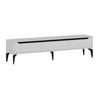 Afbeelding van Vente unique Tv meubel met 3 deurtjes Wit MINALYA L 180 cm x H 44 D 35