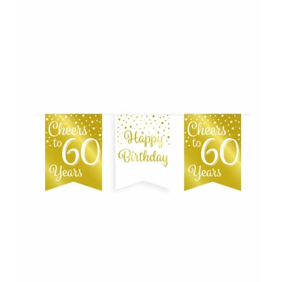 Image de Guirlande acclamations à 60 ans Blanc / Or 6m