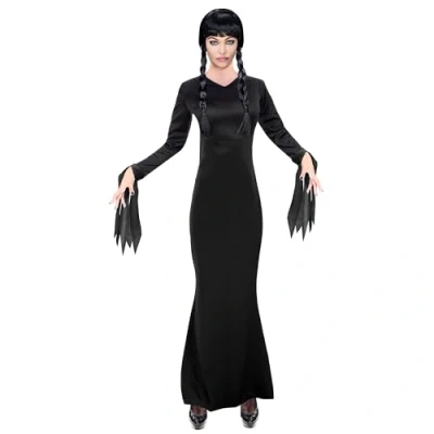 Afbeelding van The Addams Family Morticia Zwarte Jurk Maat XL